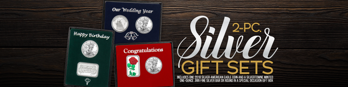 2 Piece SAE Gift Sets Include 1 Special Occasion SilverTowne Silver Piece and 1 2018 Silver American Eagle 2 Piece SAE Gift Sets Include 1 Special Occasion SilverTowne Silver Piece and 1 2018 Silver American Eagle