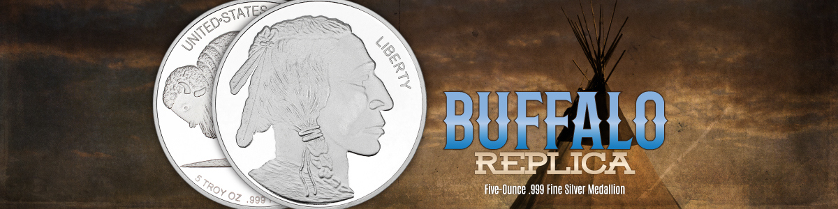 No-Date 5oz Buffalo Nickel Replica Medallion No-Date 5oz Buffalo Nickel Replica Medallion