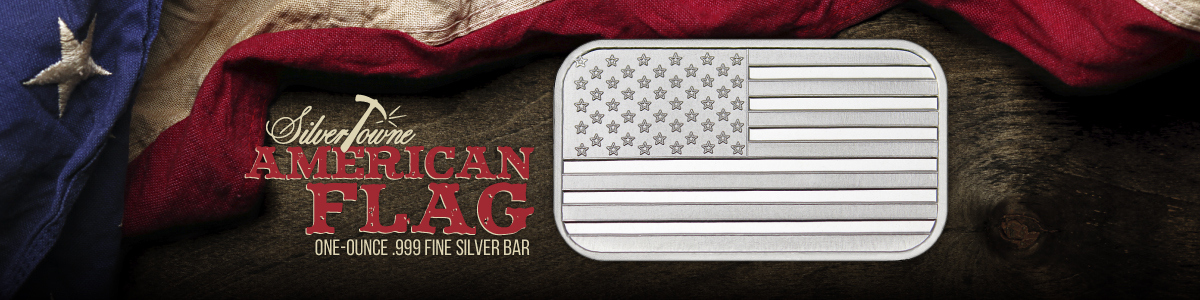 1 oz SilverTowne Minted American Flag Bars 1 oz SilverTowne Minted American Flag Bars