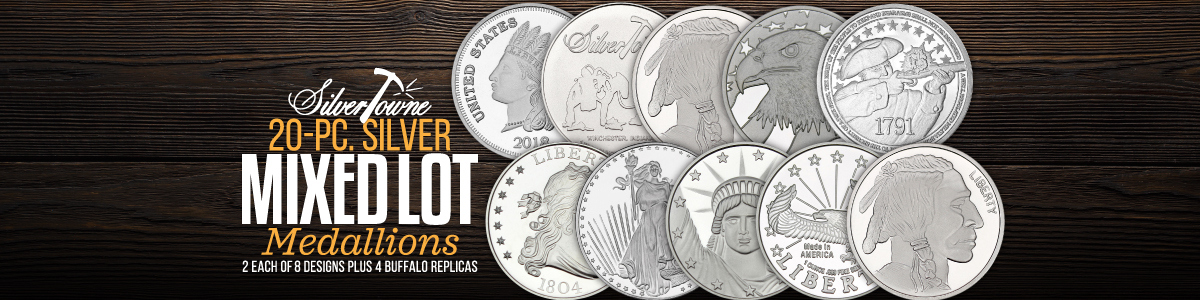 Mixed 10pc Lots of SilverTowne Minted Silver Bullion Designs Mixed 10pc Lots of SilverTowne Minted Silver Bullion Designs