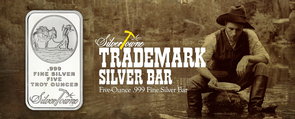 Trusted Brand SilverTowne Trademark 5oz Silver Bars Trusted Brand SilverTowne Trademark 5oz Silver Bars
