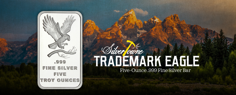 10 Ounce Bald Eagle Design SilverTowne Trademark Silver Bars 10 Ounce Bald Eagle Design SilverTowne Trademark Silver Bars