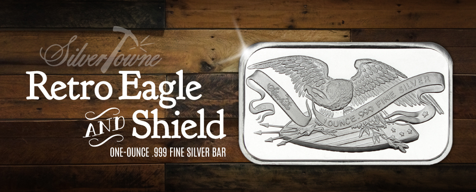 1 Ounce SilverTowne Eagle and Shield Bars 1 Ounce SilverTowne Eagle and Shield Bars