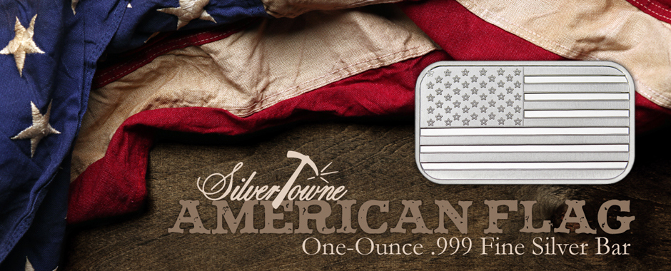 1 oz SilverTowne Minted American Flag Bars 1 oz SilverTowne Minted American Flag Bars