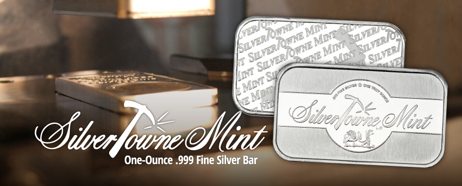 SilverTowne Mint Logo Bars 1oz Pure Silver Ingots SilverTowne Mint Logo Bars 1oz Pure Silver Ingots