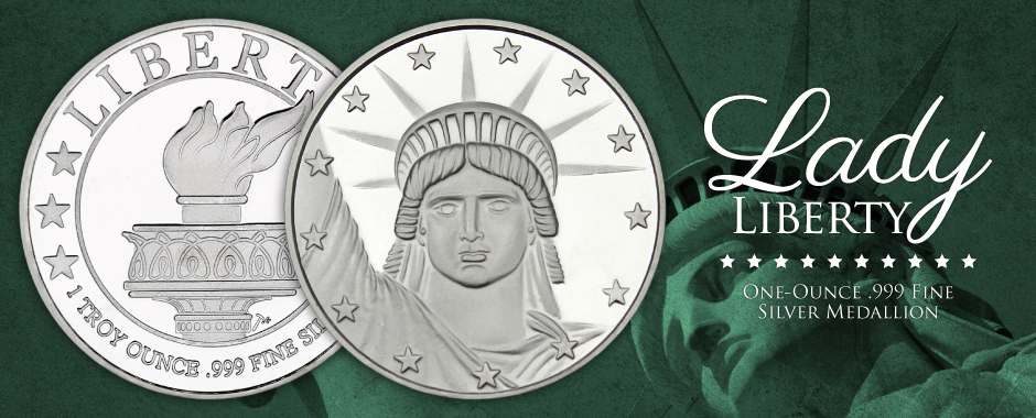 1 Troy Ounce Lady Liberty .999 Fine Silver Medallions 1 Troy Ounce Lady Liberty .999 Fine Silver Medallions