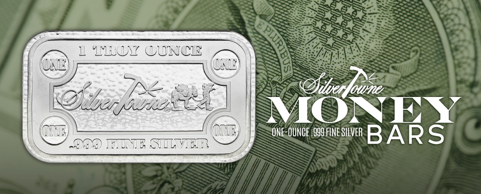 SilverTowne Trademark 1oz Money Bars Silver Bars SilverTowne Trademark 1oz Money Bars Silver Bars