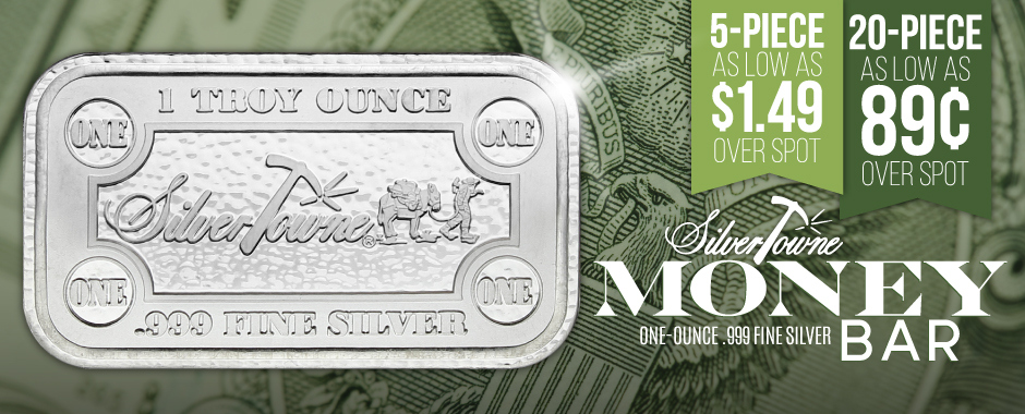 SilverTowne Trademark 1oz Money Bars Silver Bars SilverTowne Trademark 1oz Money Bars Silver Bars
