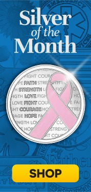 March Silver Of the Month: Pink Breast Cancer Awareness Ribbon 1oz .999 Silver Medallion Enameled in Gift Box