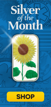 June Silver Of the Month: Sunflower 1oz .999 Silver Bar Enameled in Gift Box