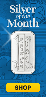 August Silver of the Month: Happy Birthday Stars 1oz .999 Silver Bar Dated 2026 in Gift Box