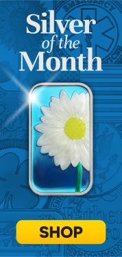 November Silver Of the Month: White Daisy 1oz .999 Silver Bar Enameled in Gift Box