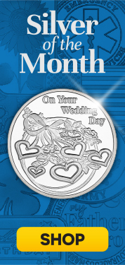 October Silver Of the Month: On Your Wedding Day Hearts 1oz .999 Silver Medallion Dated 2025 in Gift Box