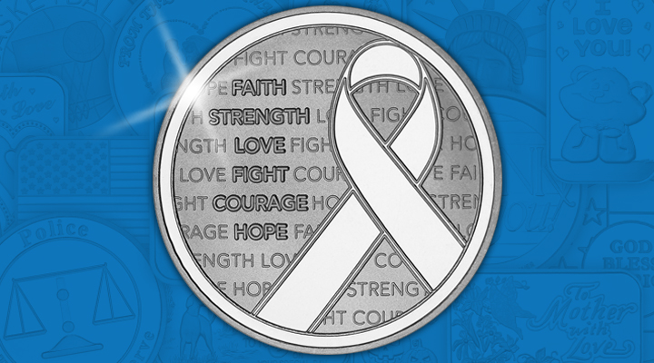 AwarenessRibbon Awareness Ribbon 1oz .999 Silver Medallion - February Silver of the Month