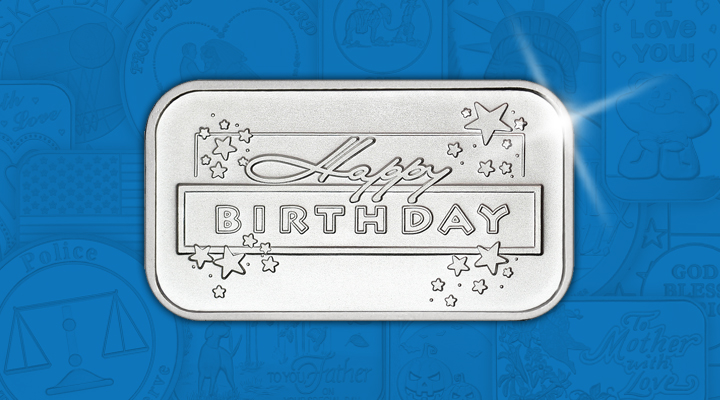 HappyBirthdayStars Happy Birthday Stars 1oz .999 Silver Bar Dated 2019 - May Silver of the Month