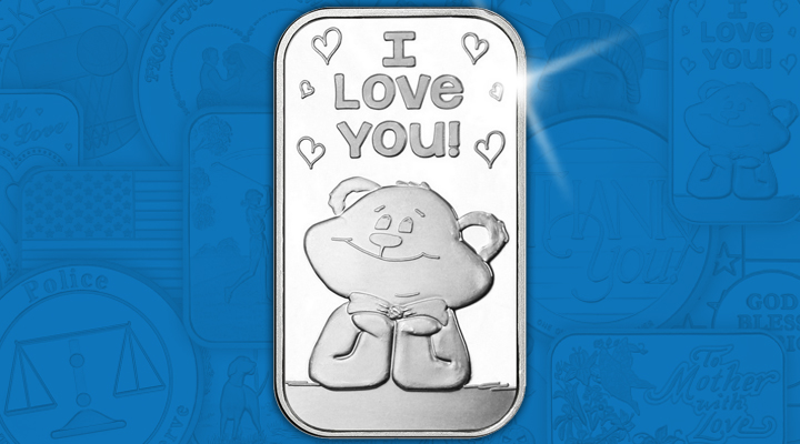 ILoveYouBear I Love You Daydreaming Teddy Bear 1oz .999 Silver Bar - November Silver of the Month