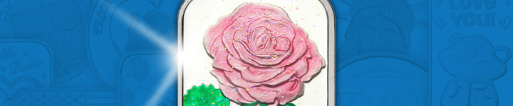 Pink Rose 1oz .999 Silver Bar Enameled - March Silver of the Month Pink Rose 1oz .999 Silver Bar Enameled - March Silver of the Month