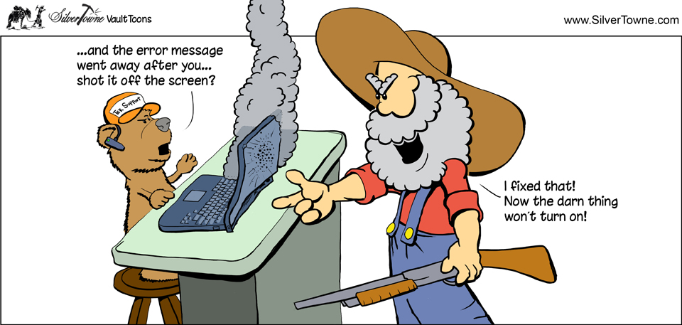 SilverTowne Vault Toons: Error Message Comic Strip Image
