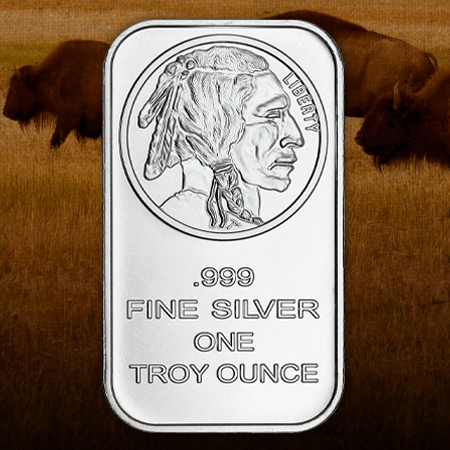 1 Troy Ounce Buffalo Replica Silver Bars 1 Troy Ounce Buffalo Replica Silver Bars