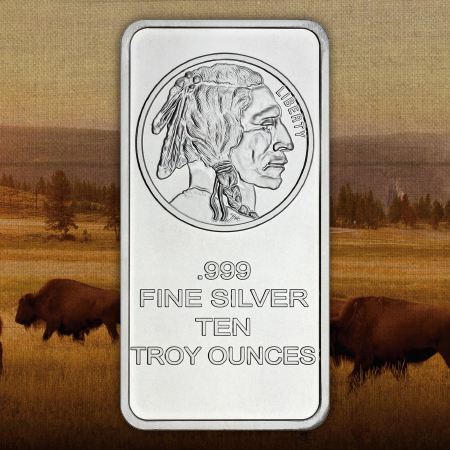 10 Oz Silver Bars Troy Ounce For Silvertowne 10 Ounce Buffalo Replica Silver Bars