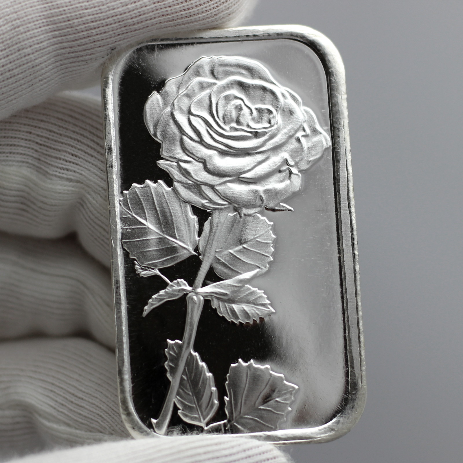 Rose Flower 1oz .999 Fine Silver Bar by SilverTowne in Red Bow