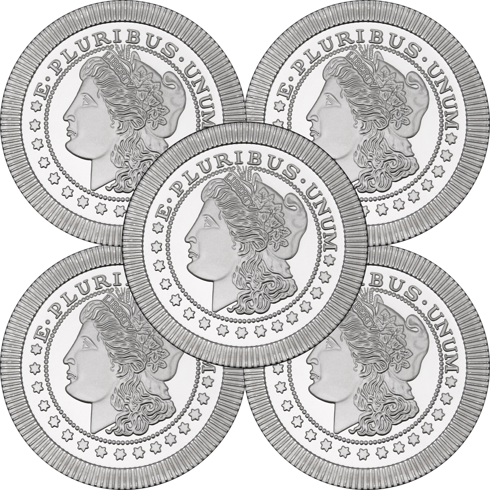 Morgan Dollar Stackables by SilverTowne 1oz .999 Silver Medallion 5 Piece Lot
