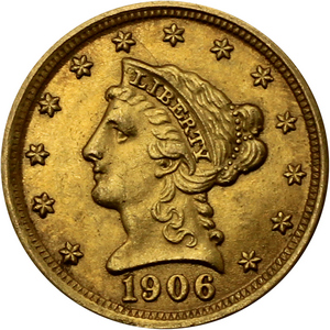 1906 $2.5 Gold Liberty XF/AU Condition 1906 $2.5 Gold Liberty XF/AU Condition