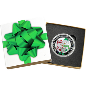 2025 Caroling Snowmen 1oz .999 Silver Medallion Enameled in Gift Box