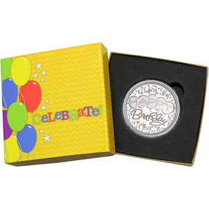 Happy Birthday Balloons 1oz .999 Silver Medallion Dated 2025 in Gift Box Happy Birthday Balloons 1oz .999 Silver Medallion Dated 2025 in Gift Box