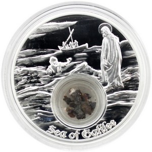 2021 Niue Silver In the Footsteps of Jesus: Sea of Galilee with Stone from Sea of Galilee 1oz Proof in OGP 2021 Niue Silver In the Footsteps of Jesus: Sea of Galilee with Stone from Sea of Galilee 1oz Proof in OGP
