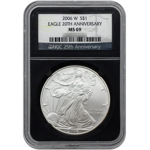 2006 Silver American Eagle 20th Anniversary 3pc Set MS69 NGC Black Core 2006 Silver American Eagle 20th Anniversary 3pc Set MS69 NGC Black Core