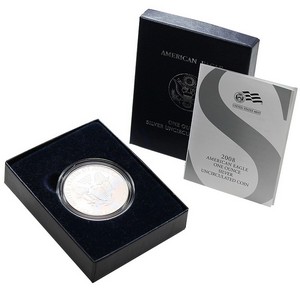 2008 W Silver American Eagle BU Burnished in OGP 2008 W Silver American Eagle BU Burnished in OGP