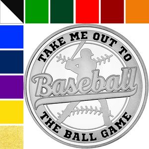 Baseball Custom Enameled 1oz .999 Silver Medallion in Gift Box