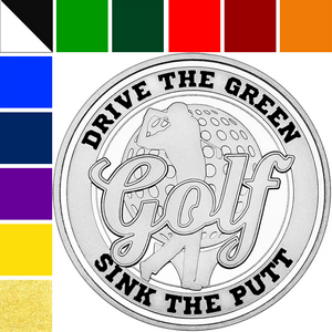 Golf Custom Enameled 1oz .999 Silver Medallion in Gift Box