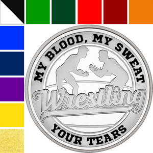 Wrestling Custom Enameled 1oz .999 Silver Medallion in Gift Box
