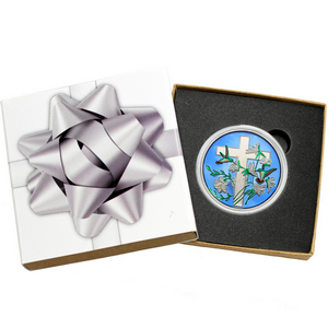 Religious Cross 1oz .999 Silver Medallion Enameled in Gift Box