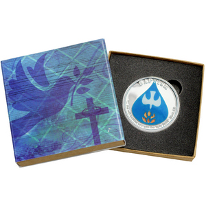 Baptism 1oz .999 Silver Medallion Enameled Dated 2025 in Gift Box Baptism 1oz .999 Silver Medallion Enameled Dated 2025 in Gift Box