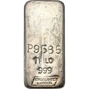 Engelhard Poured 1 Kilo .999 Silver Bar - Secondary Market Engelhard Poured 1 Kilo .999 Silver Bar - Secondary Market