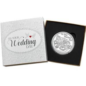 On Your Wedding Day Hearts 1oz .999 Silver Medallion Dated 2025 in Gift Box On Your Wedding Day Hearts 1oz .999 Silver Medallion Dated 2025 in Gift Box