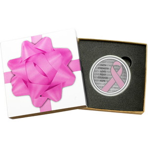 Pink Breast Cancer Awareness Ribbon 1oz .999 Silver Medallion Enameled in Gift Box Pink Breast Cancer Awareness Ribbon 1oz .999 Silver Medallion Enameled in Gift Box