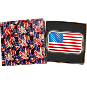 American Flag Engravable 5oz .999 Silver Bar Enameled in Gift Box