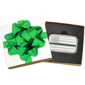 American Flag Green Line 1oz .999 Silver Bar Enameled in Gift Box American Flag Green Line 1oz .999 Silver Bar Enameled in Gift Box