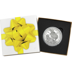Happy Easter Joyful Bunny & Chick with Easter Basket 1oz .999 Silver Medallion Dated 2023 in Gift Box