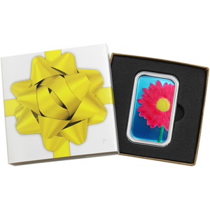 Pink Daisy 1oz .999 Silver Bar Enameled in Gift Box Pink Daisy 1oz .999 Silver Bar Enameled in Gift Box