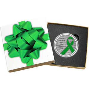 Green Awareness Ribbon 1oz .999 Silver Medallion Enameled in Gift Box Green Awareness Ribbon 1oz .999 Silver Medallion Enameled in Gift Box