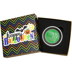 Halloween Trick or Treat Glow-in-the-Dark Half Ounce .999 Silver Medallion Enameled in Gift Box Halloween Trick or Treat Glow-in-the-Dark Half Ounce .999 Silver Medallion Enameled in Gift Box