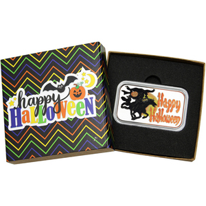 Happy Halloween Headless Horseman 1oz .999 Silver Bar Enameled in Gift Box Happy Halloween Headless Horseman 1oz .999 Silver Bar Enameled in Gift Box