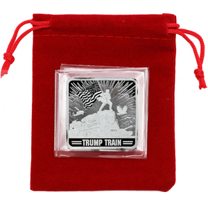 2024 Donald Trump Train 1oz .999 Silver Bullion Square in Red Pouch 2024 Donald Trump Train 1oz .999 Silver Bullion Square in Red Pouch
