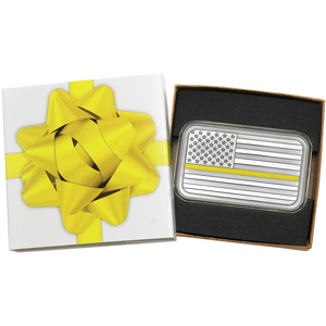 American Flag Gold Line 5oz .999 Silver Bar Enameled in Gift Box American Flag Gold Line 5oz .999 Silver Bar Enameled in Gift Box