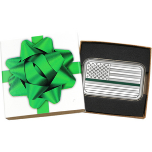 American Flag Green Line 5oz .999 Silver Bar Enameled in Gift Box American Flag Green Line 5oz .999 Silver Bar Enameled in Gift Box